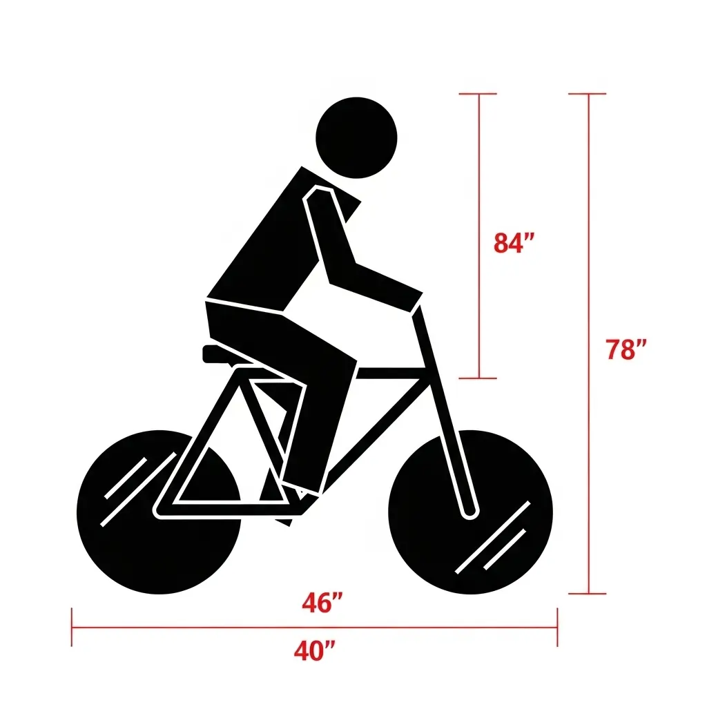 A diagram showing the stencil design and dimensions for the road marking symbol required by Bike Lane Rules California.