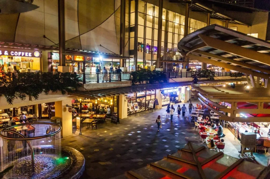 The modern, multi-level Greenbelt shopping and dining complex in Manila, one of the top cities in Asia for nightlife and entertainment.